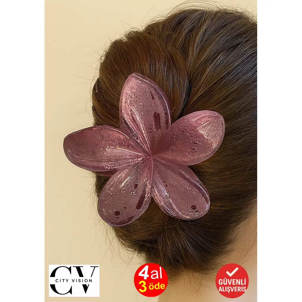 Simli Gül Kurusu Renk Lotus Toka 8 cm - Şık ve Dayanıklı