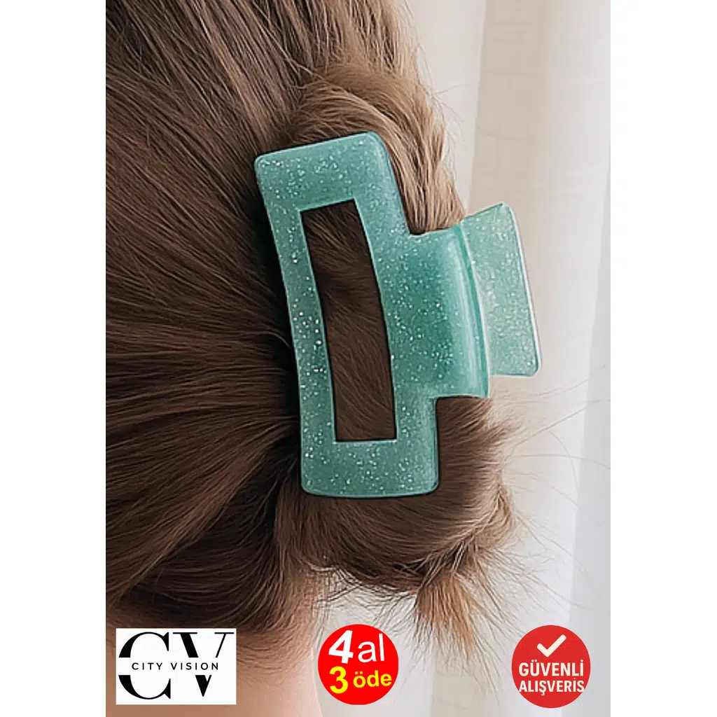 Simli Su Yeşili Mandal Toka 11 cm - Şık ve Dayanıklı