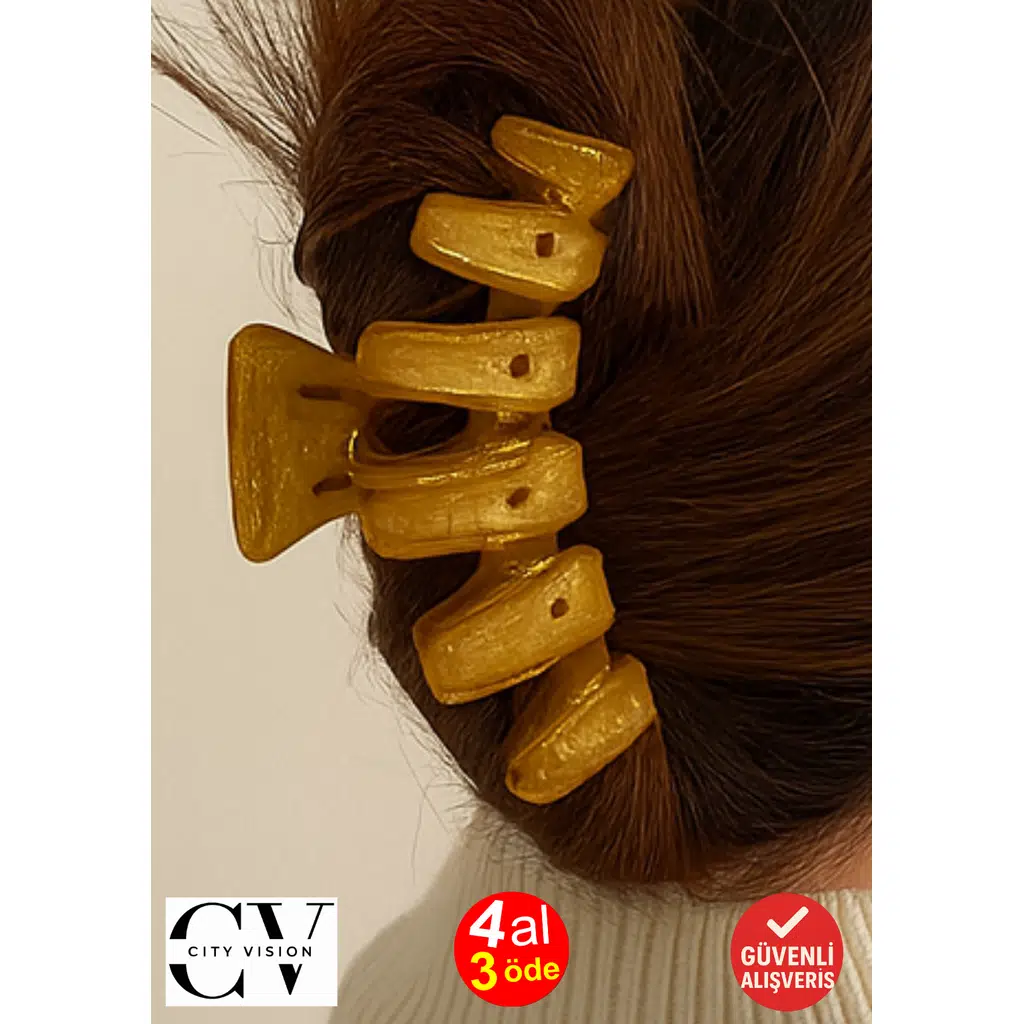 Simli Hardal Renk Zikzak Model Mandal Toka 11 cm - Şık ve Dayanıklı