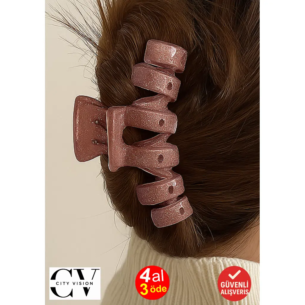 Simli Gül Kurusu Renk Zikzak Model Mandal Toka 11 cm - Şık ve Dayanıklı