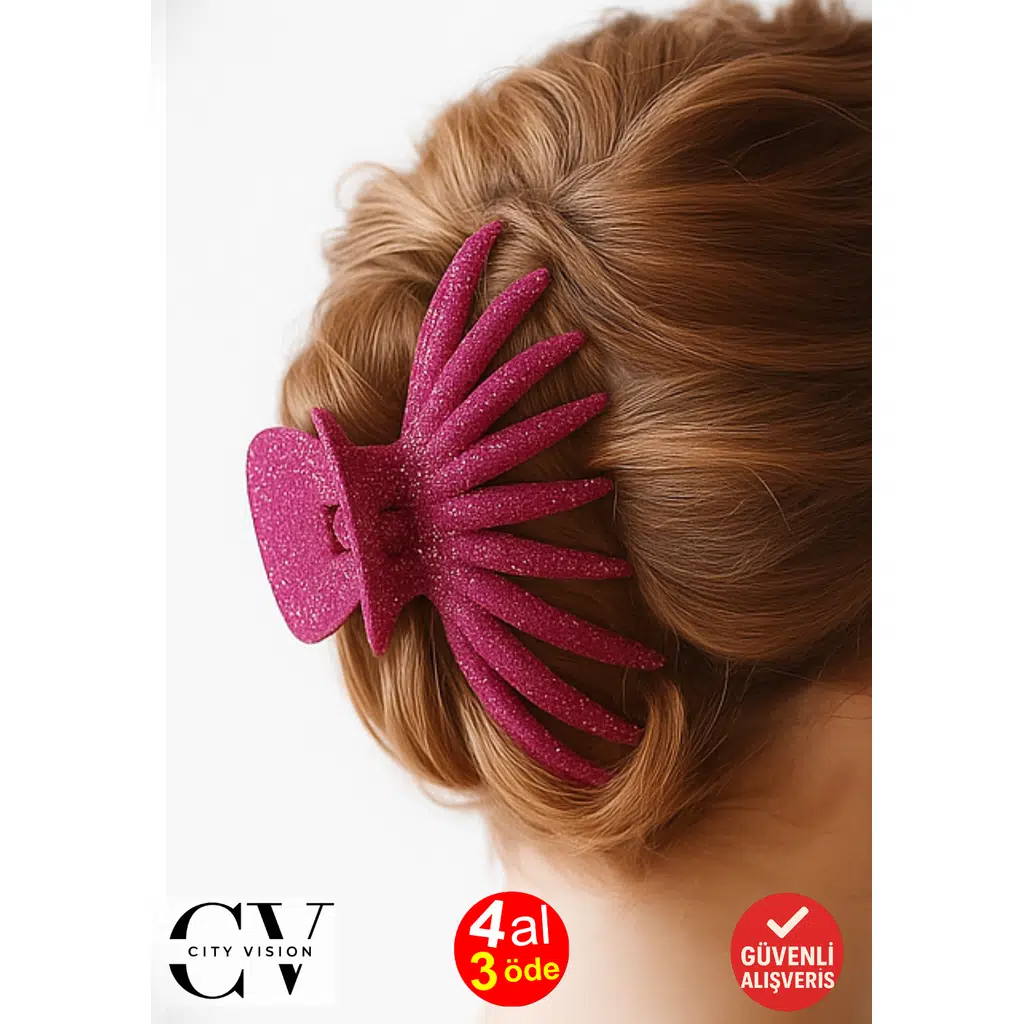 Simli Ahtapot Model Lavanta Rengi Mandal Saç Tokası 12 cm Büyük Boy