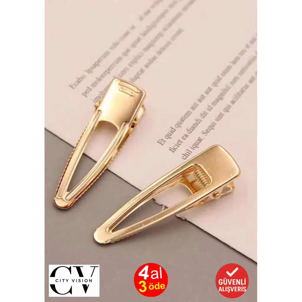 2'li Altın Renk Pens Toka 6,5 cm