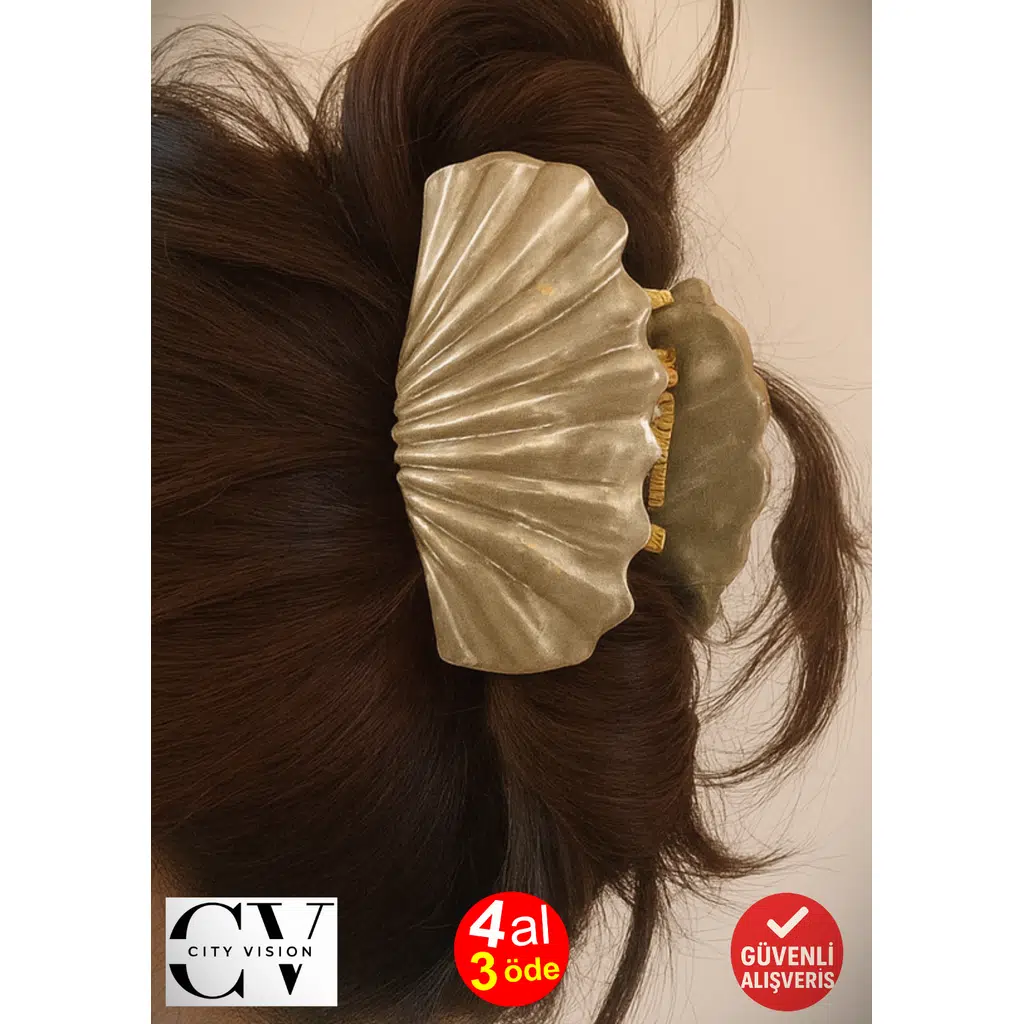 Kahverengi Renk Mermer Desenli 8 cm Kadın Mandal Saç Tokası