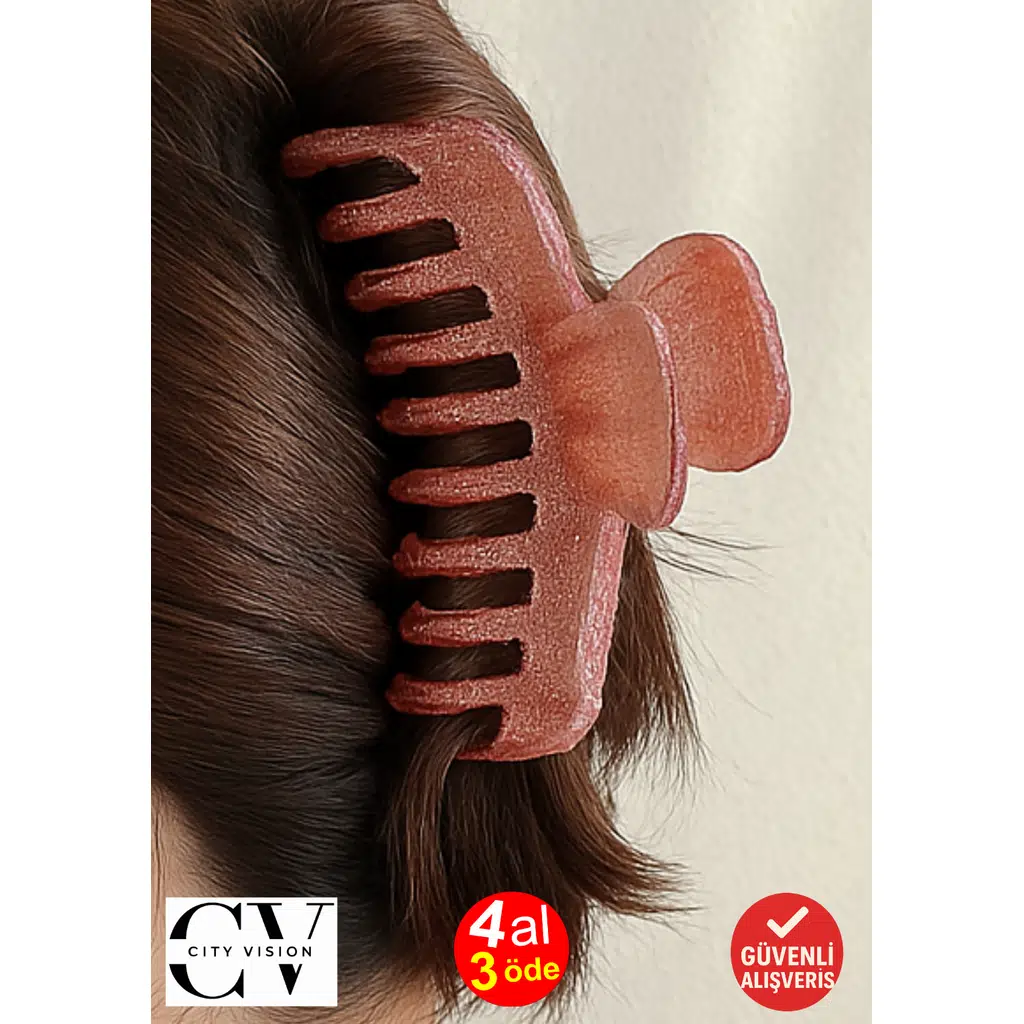 Simli Gül Kurusu Renk Tırmık Model Mandal Toka 11 cm - Şık ve Dayanıklı