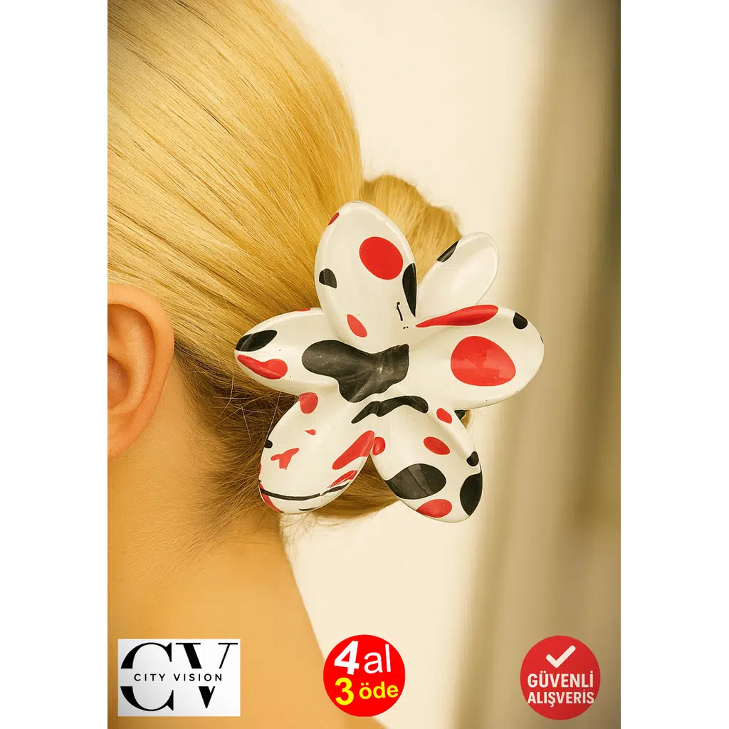 Seramik Desen Degrade Renk Lotus Mandal Saç Tokası 8 cm – Şık ve Dayanıklı 