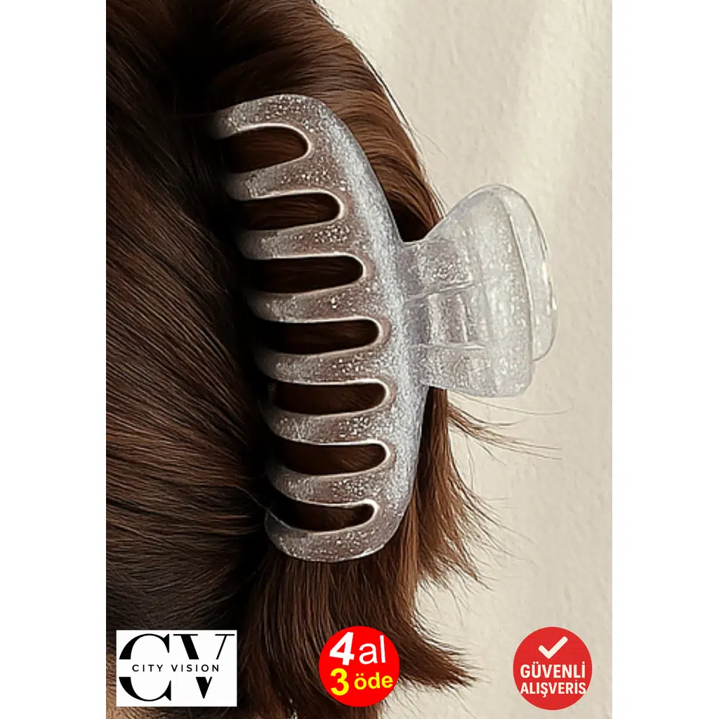 Simli Gri Renk Tırmık Model Mandal Toka 11 cm - Şık ve Dayanıklı