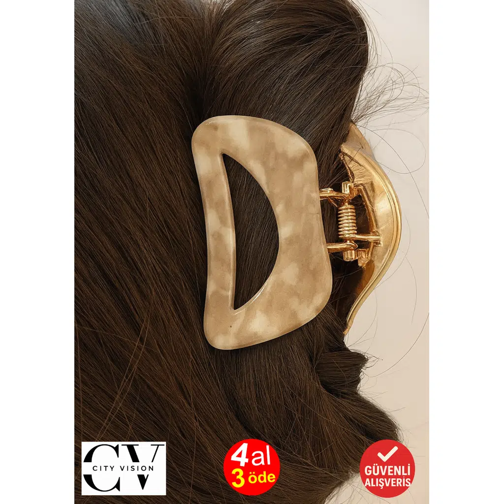 Kore Stili Kahverengi Renk Yarı Oval 9 cm Kadın Mandal Saç Tokası - Şık ve Dayanıklı