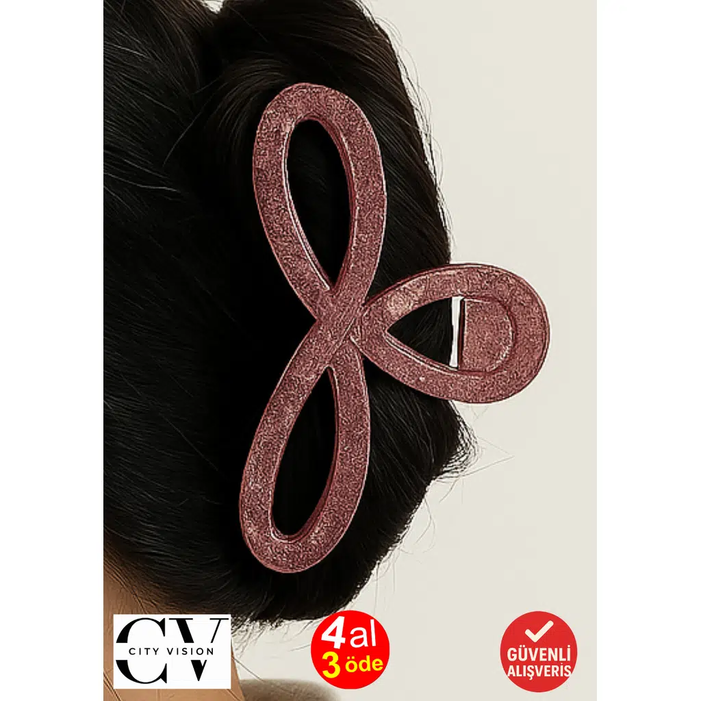 Simli Gül Kurusu Renk Kurdele Model Mandal Toka 11 cm - Şık ve Dayanıklı