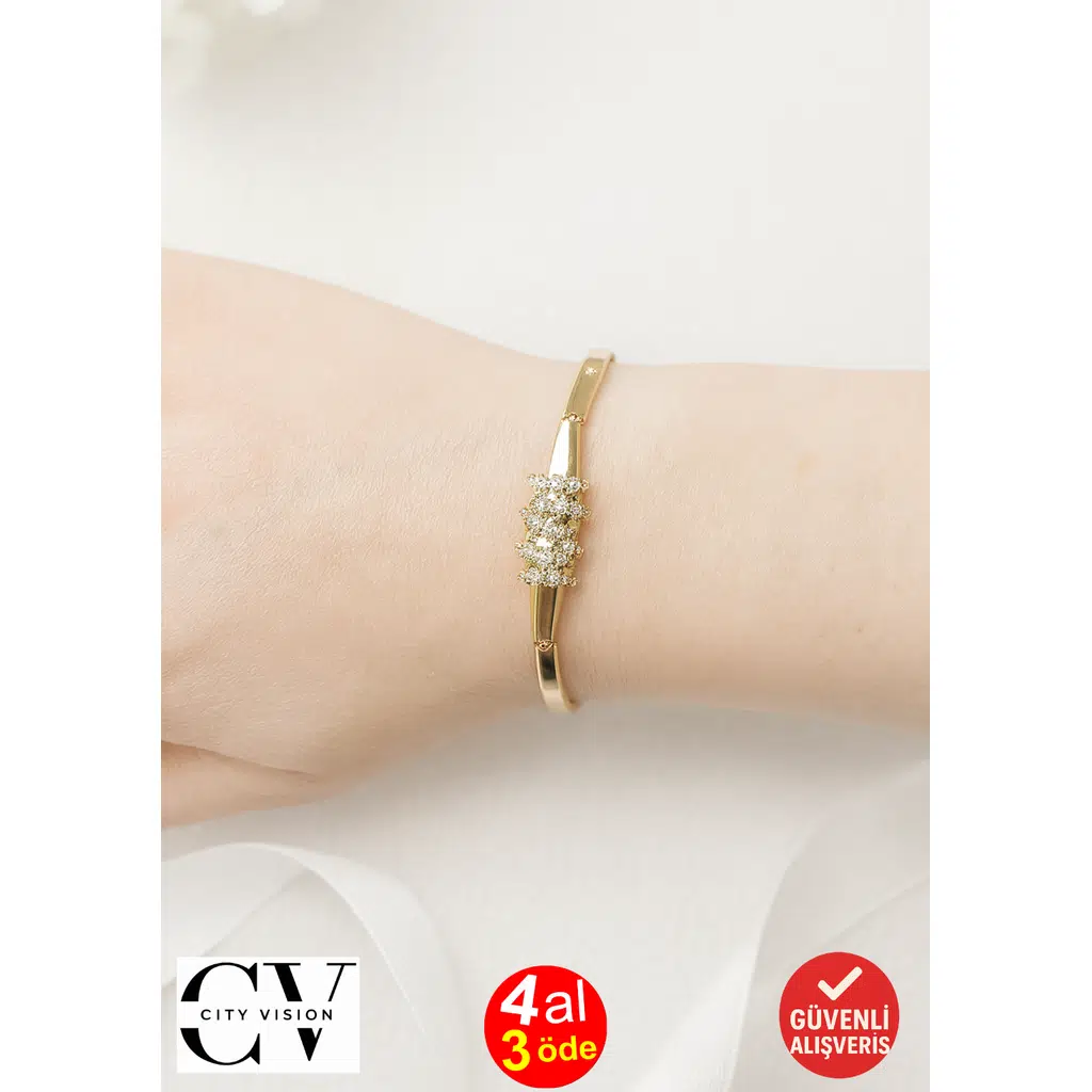 Altın Kaplama Çelik Xuping Zirkon Taşlı Tasarım Bileklik
