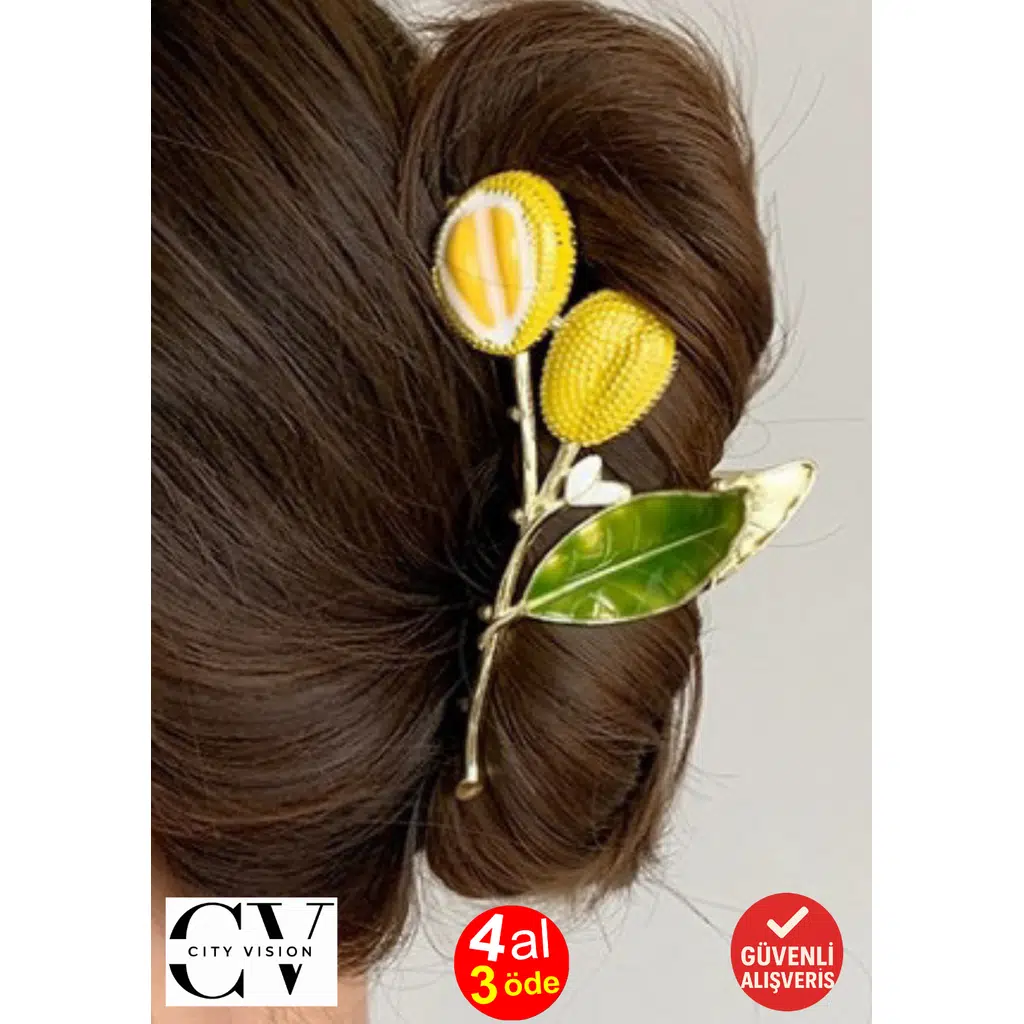 Limon Figür Metal Mandal Saç Tokası Büyük Boy
