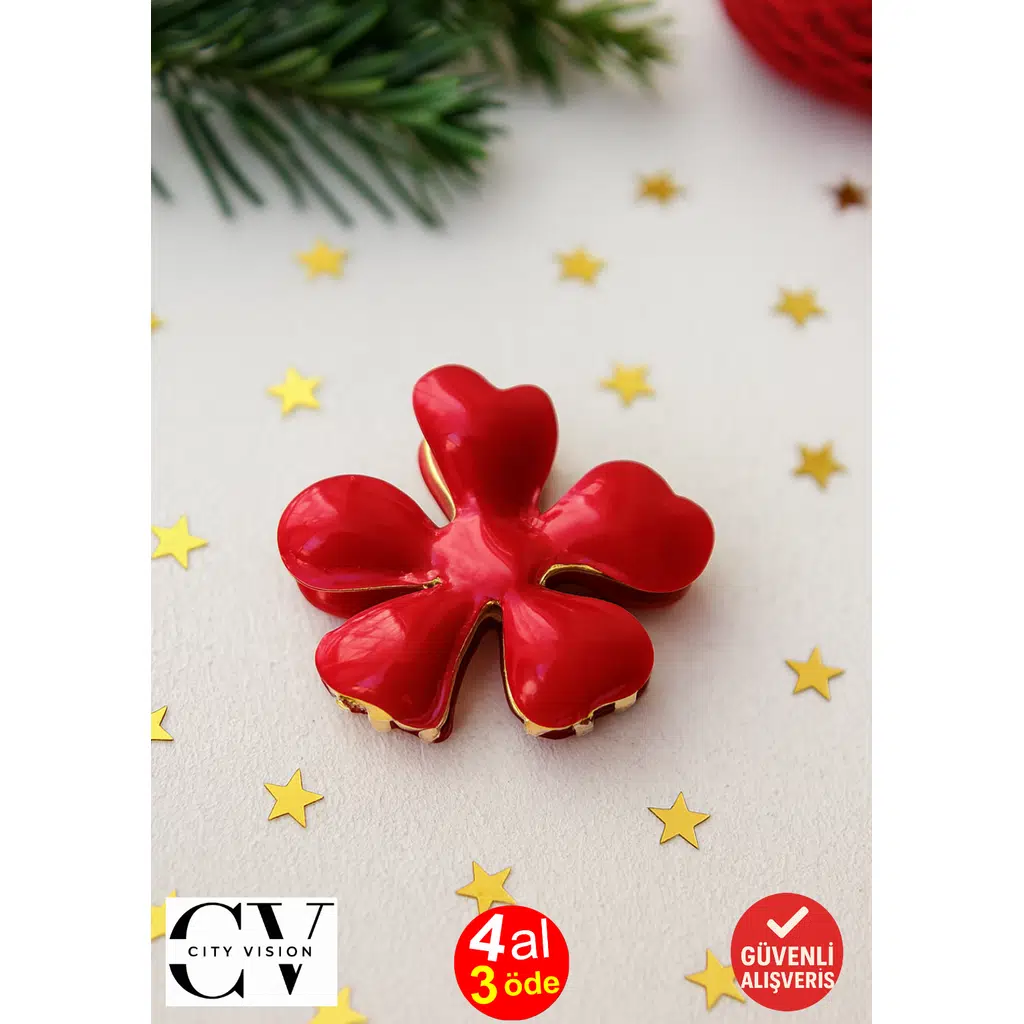 Kırmızı Lotus Metal Mandal Toka 6 cm