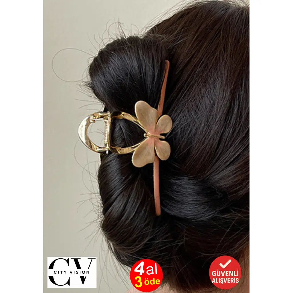 Yavruağzı Renk Kelebek Model Metal Mandal Saç Tokası 11 cm