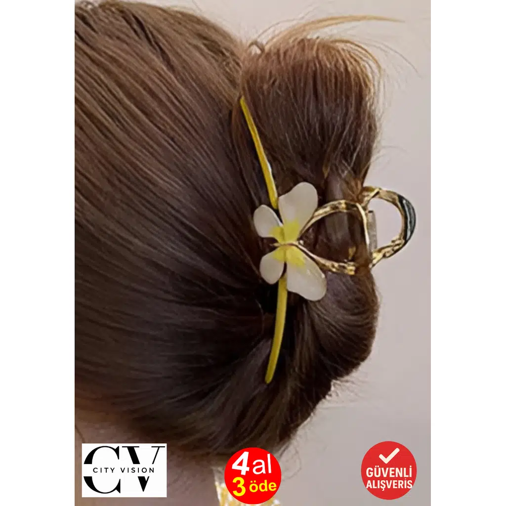 Sarı Kelebek Model Metal Mandal Saç Tokası 11 cm