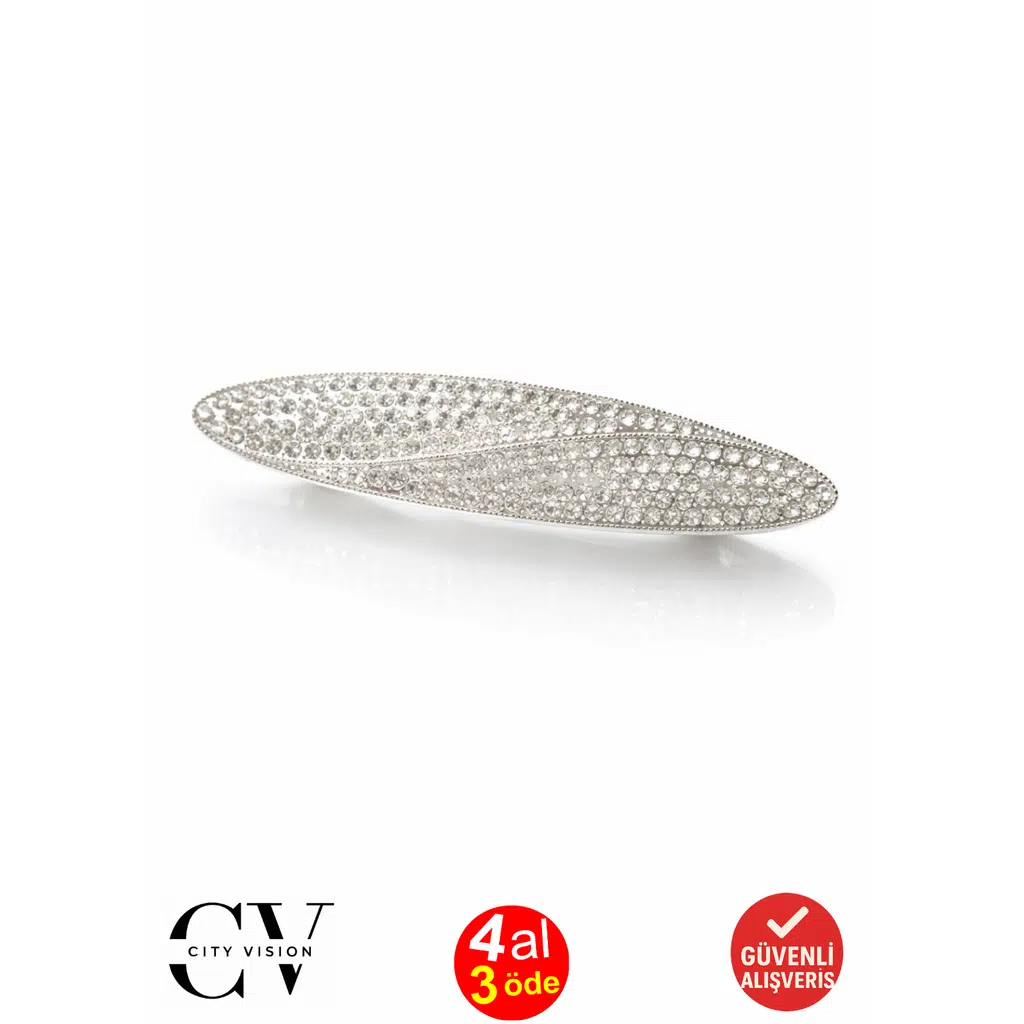 Zirkon Taşlı Metal Otomatik Kadın Saç Tokası 9 cm 