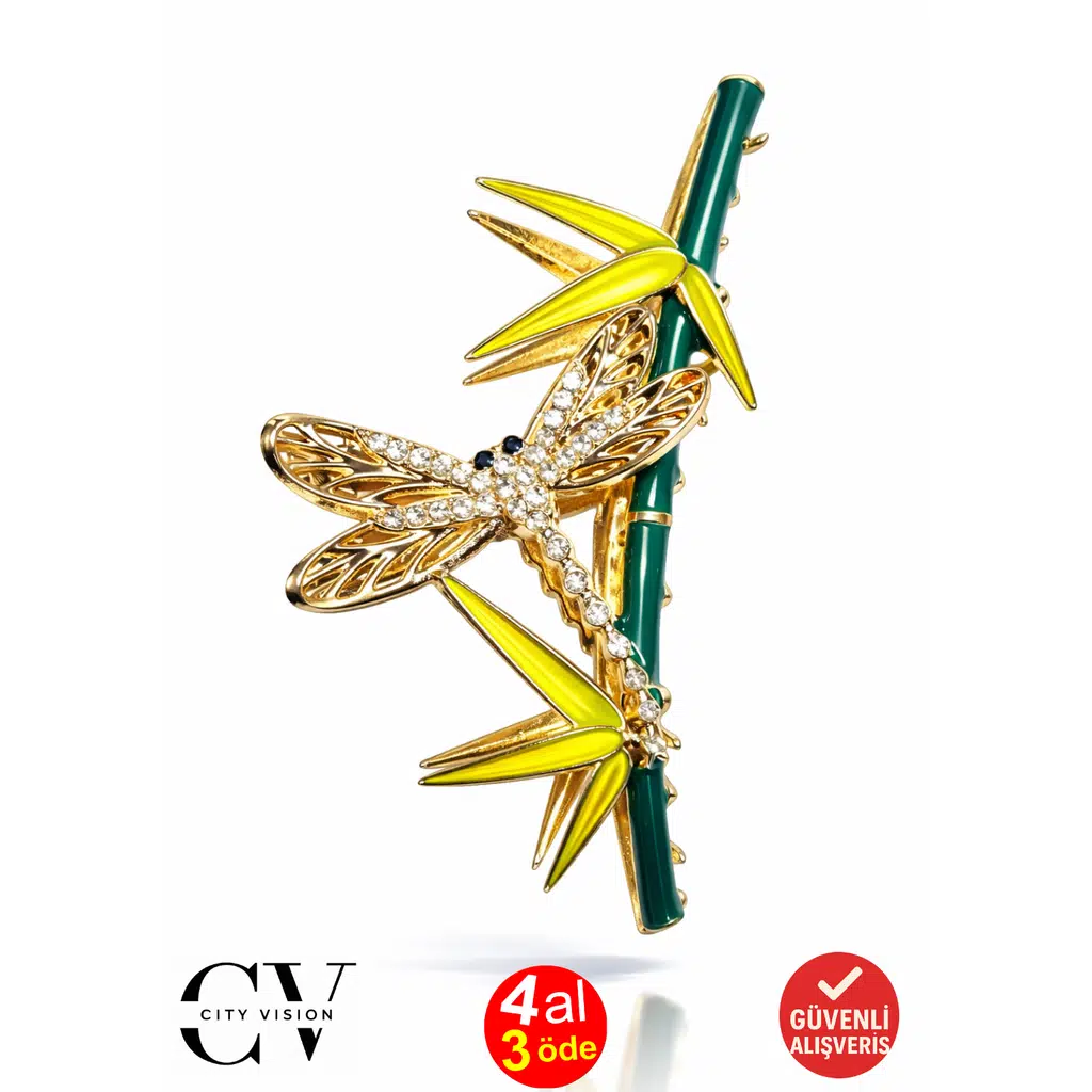 Bambu Ağacında Yusufçuk Model Metal Mandal Saç Tokası 12 cm - Çok Şık ve Dayanıklı