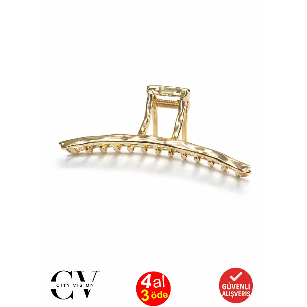 Kıvrımlı Altın Renk Metal Mandal Saç Tokası - Şık ve Dayanıklı