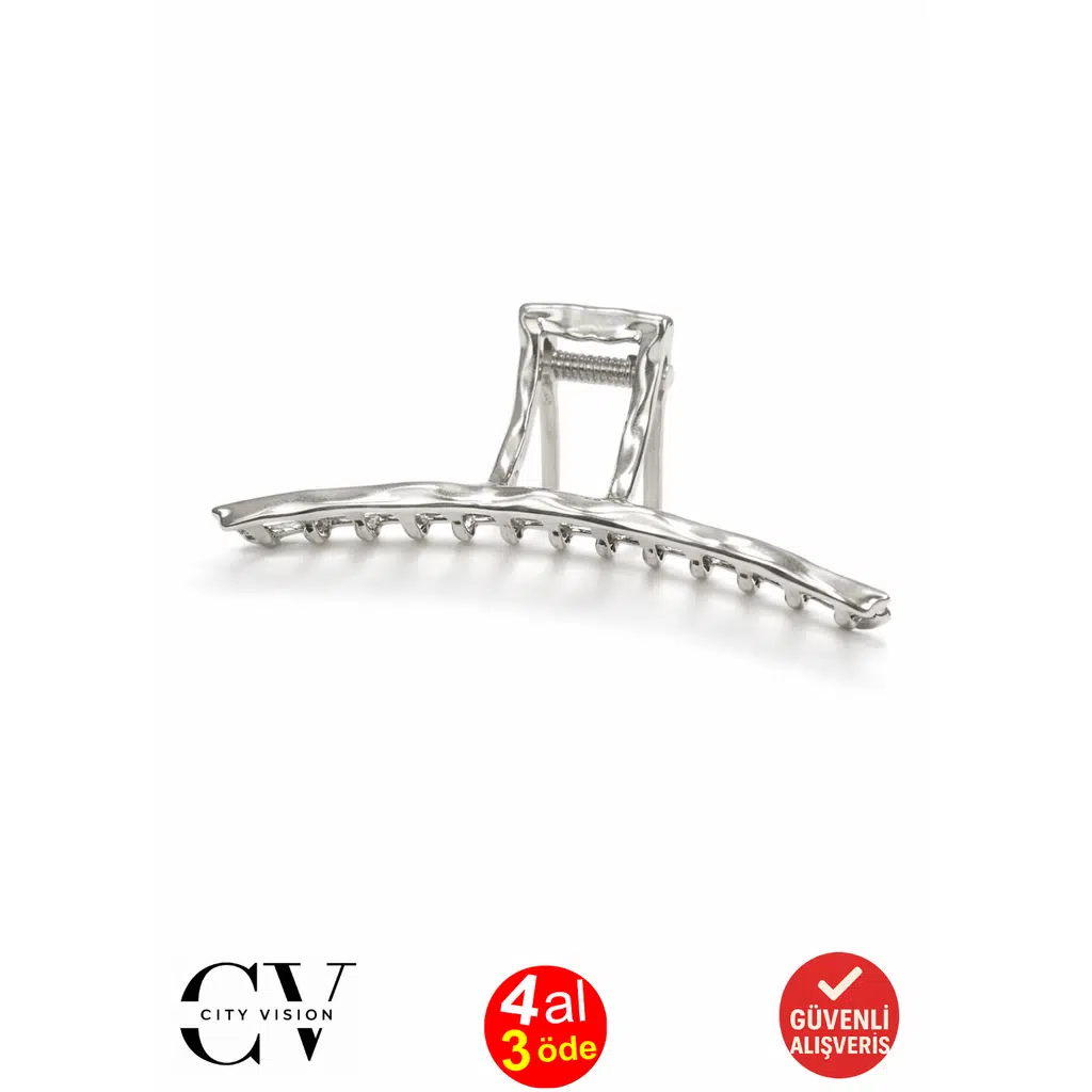 Kıvrımlı Gümüş Renk Metal Mandal Saç Tokası - Şık ve Dayanıklı