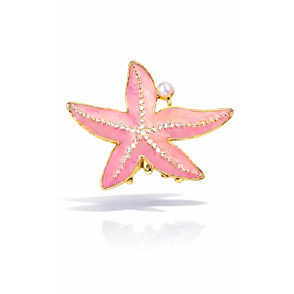 Taşlı Deniz Yıldızı Model Yavruağzı Renk 6,5 cm Metal Mandal Saç Tokası