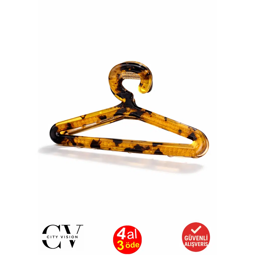 Askı Tasarım Kahverengi Leopar Desenli Metal Mandal Saç Tokası 8 cm - Şık ve Dayanıklı