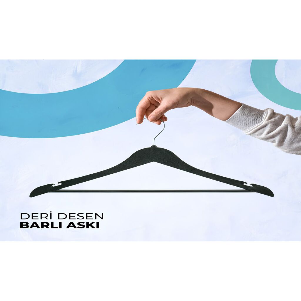 12 Adet Askı - Deri Desenli - Ağır Sağlam Premium Kalite