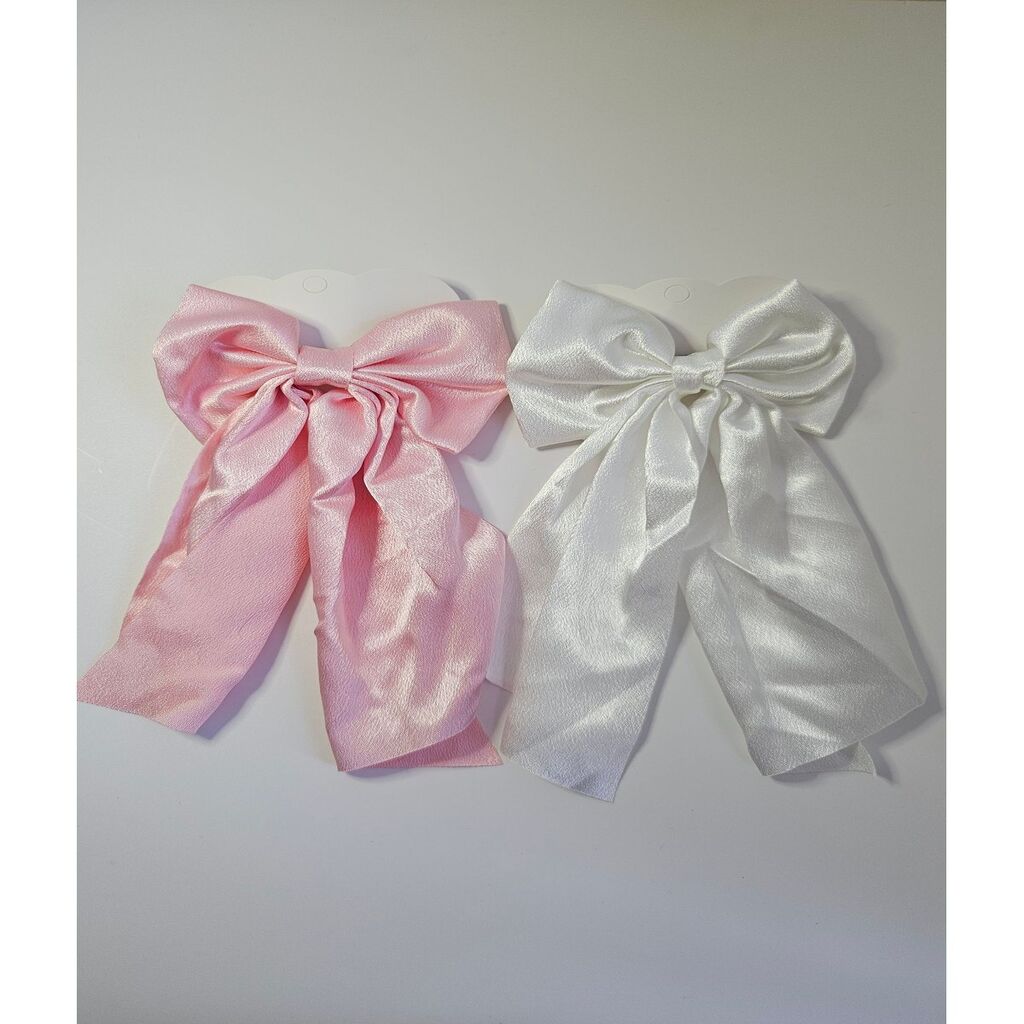 2 adet Kadın Fiyonk Toka - Pembe ve Beyaz Renk- Şık ve Rahat