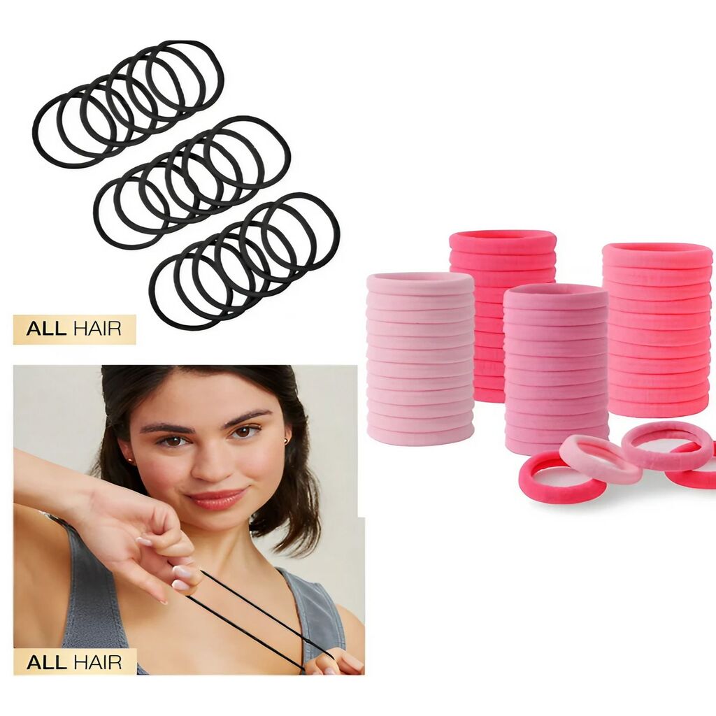 32 Adet Kadın Lastik Toka Seti - 12 Pembe + 20 Siyah