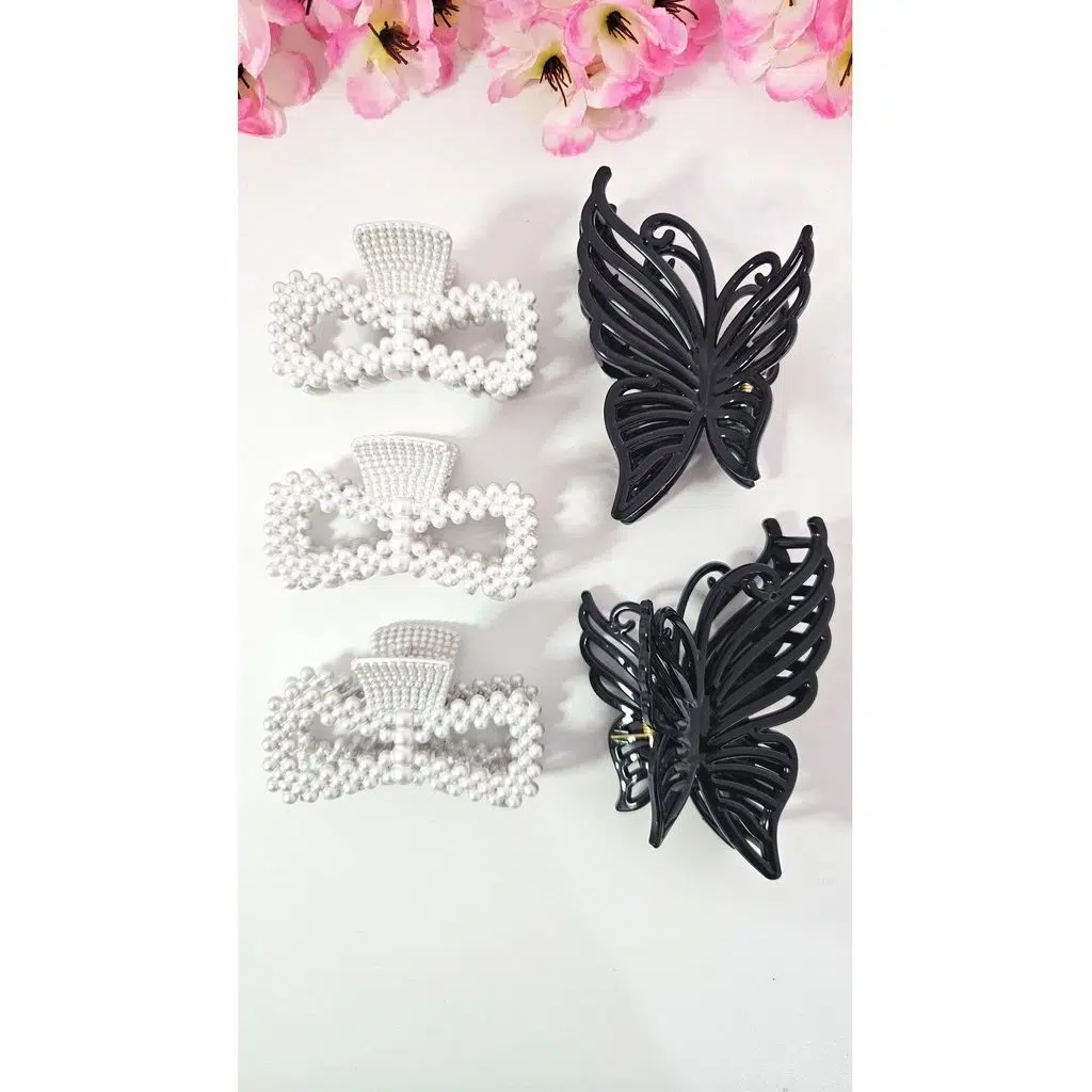 5 adet Kadın Mandal Toka İncili ve Kelebek