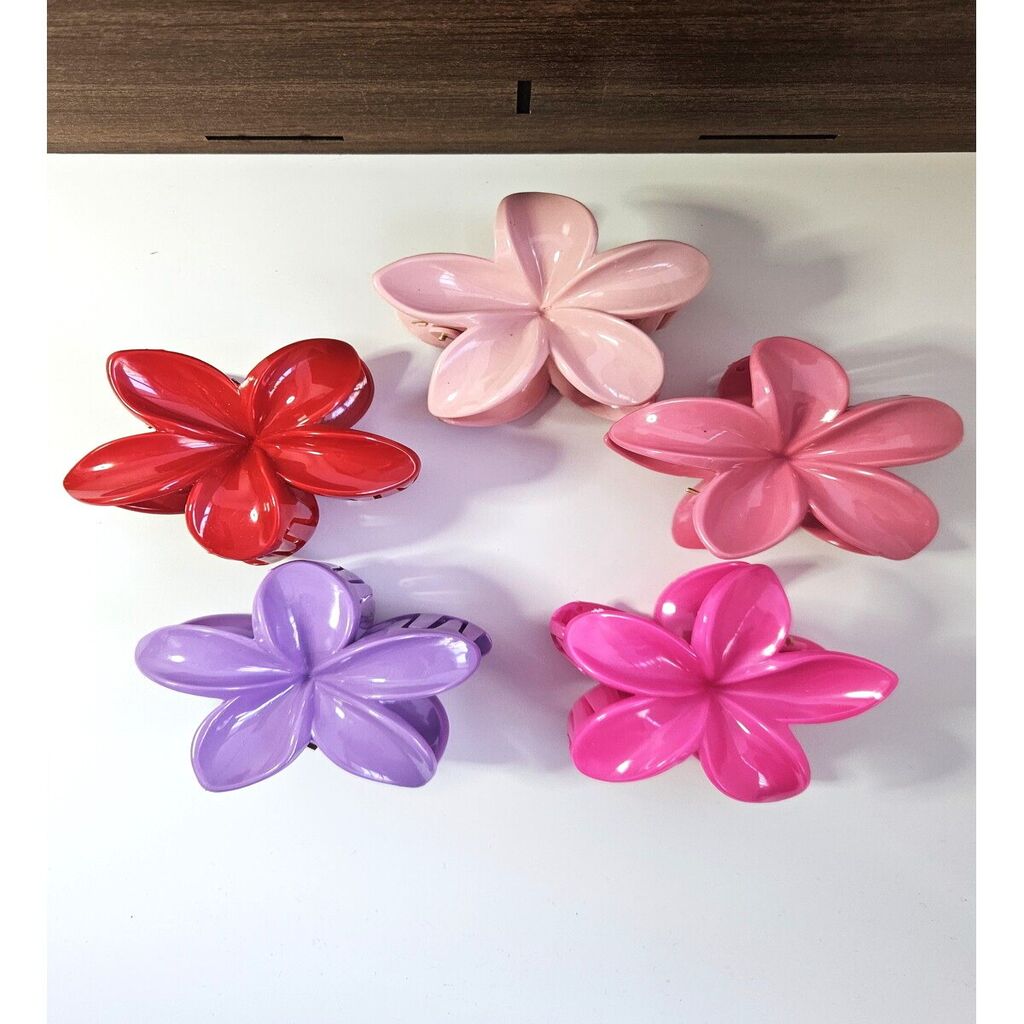 5 adet Kadın Saç Toka Seti Pastel Renkli Lotus Model 8 cm Büyük Boy