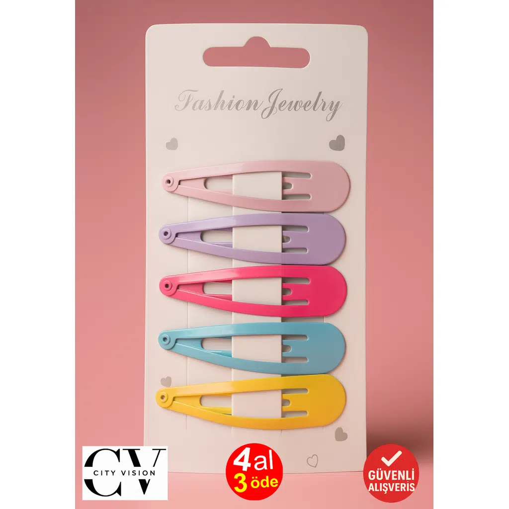 5 adet Pastel Renklerde Çıt Çıt Toka 6 cm - Şık ve Dayanıklı