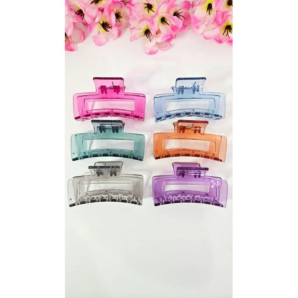 6 adet Kadın Mandal Toka 8 cm Şeffaf Renkler