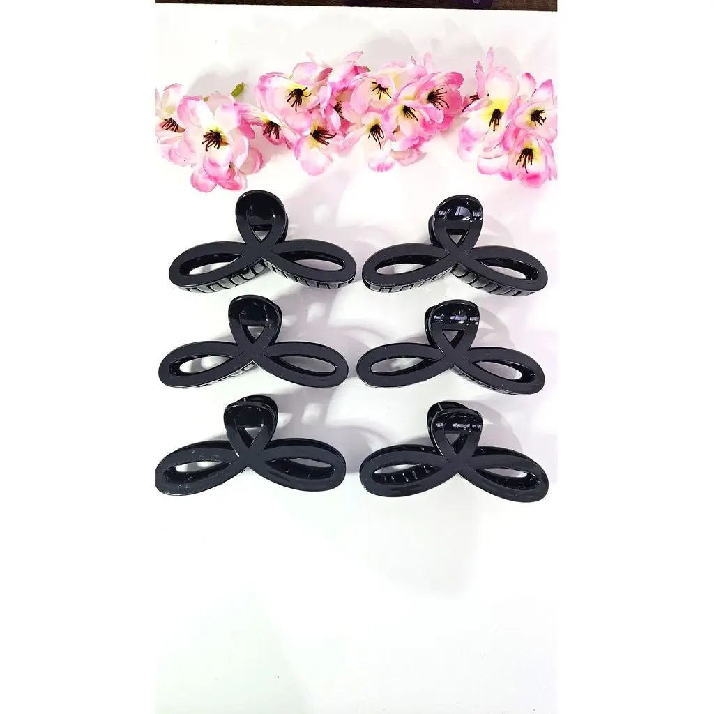 6 adet Kadın Mandal Toka Siyah Büyük Boy 11 cm