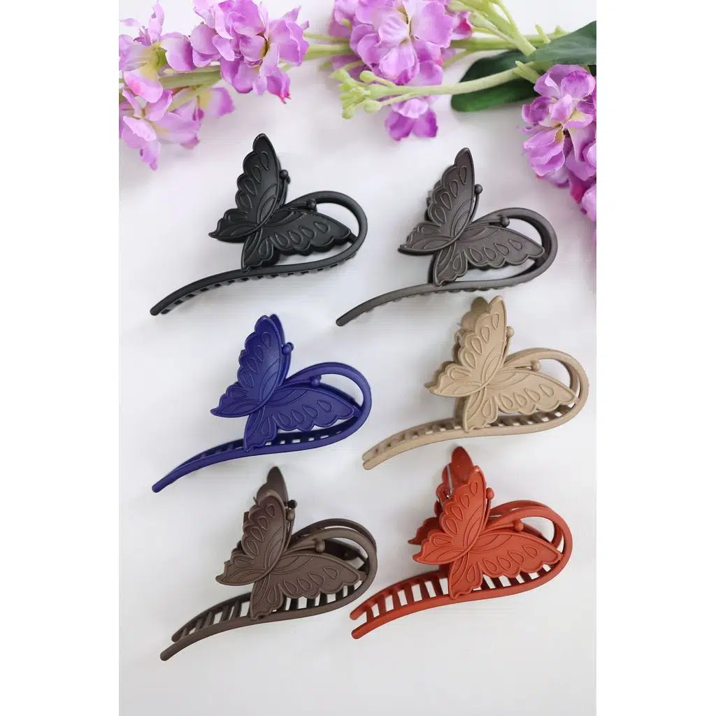 6 adet Kore Tarzı Kelebek Saç Tokası Mat Soft Touch- 11 cm Büyük Boy - Hafif ve Dayanıklı