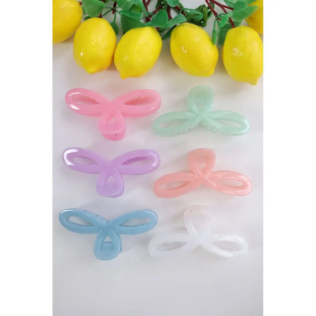 6 Adet Kurdele Saç Tokası Buzlu 6 Farklı Renk- 11 Cm Büyük Boy - Hafif Ve Dayanıklı