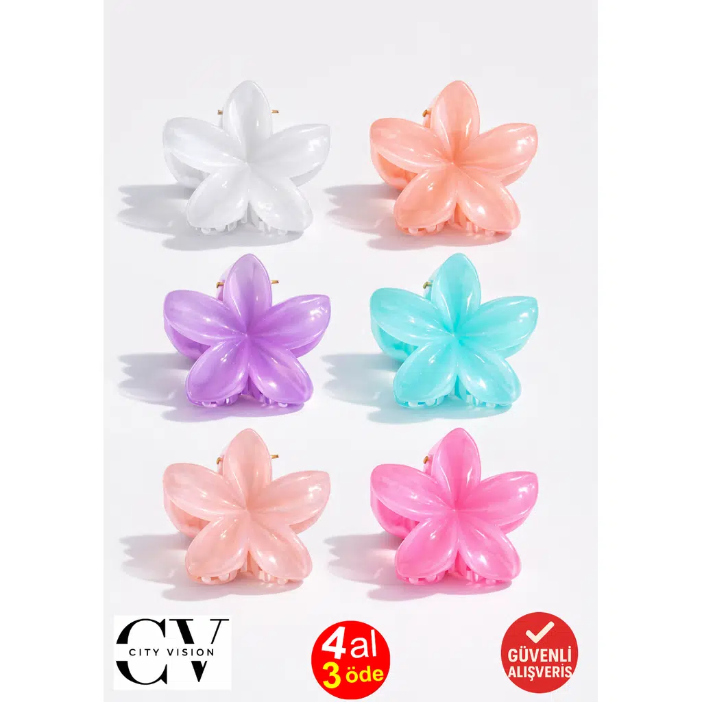 6 adet Lotus Saç Tokası Buzlu Renk - 6 cm Orta Boy - Hafif ve Dayanıklı