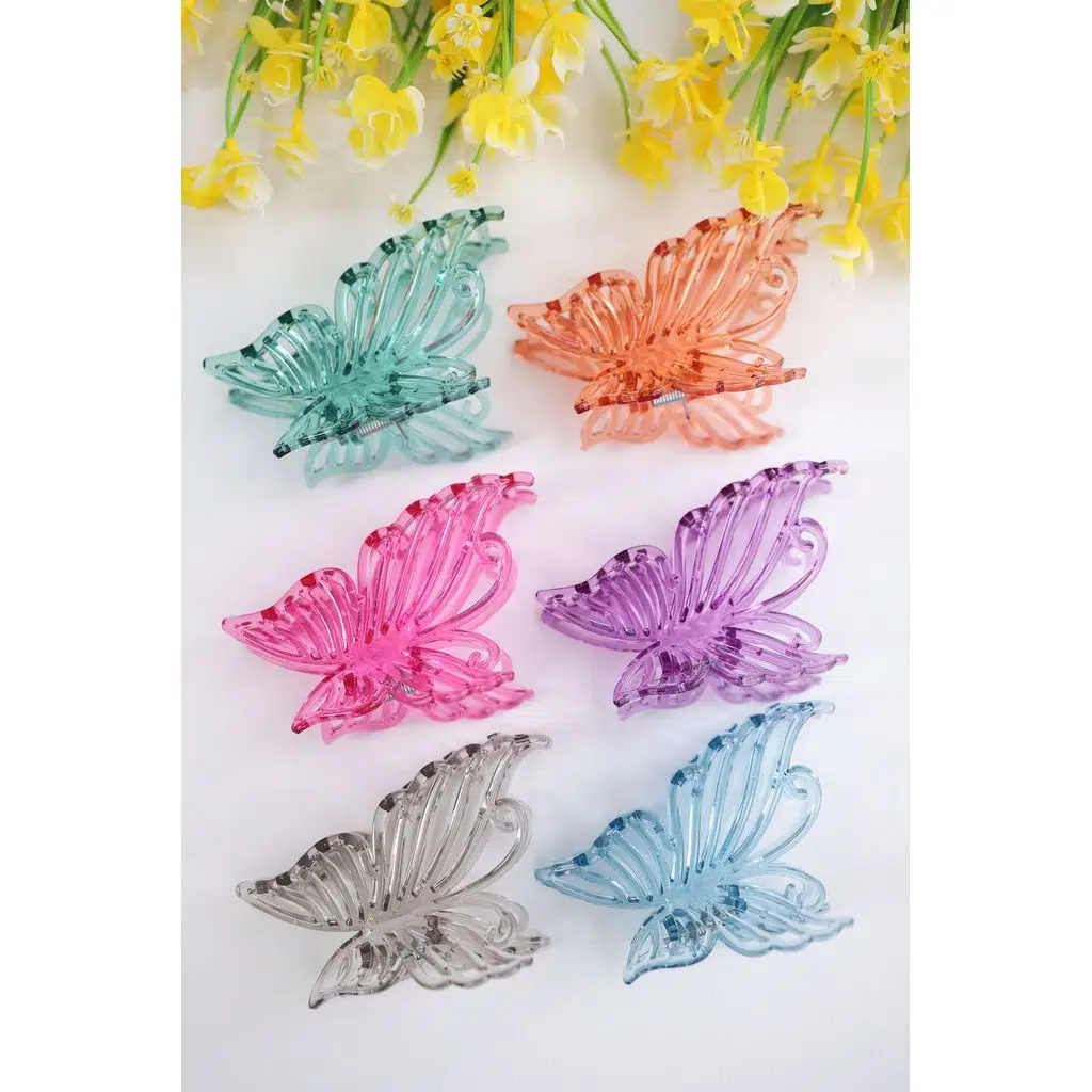 6 adet Muhteşem Kelebek Saç Tokası 6 Farklı Renk- 11 cm Büyük Boy - Hafif ve Dayanıklı