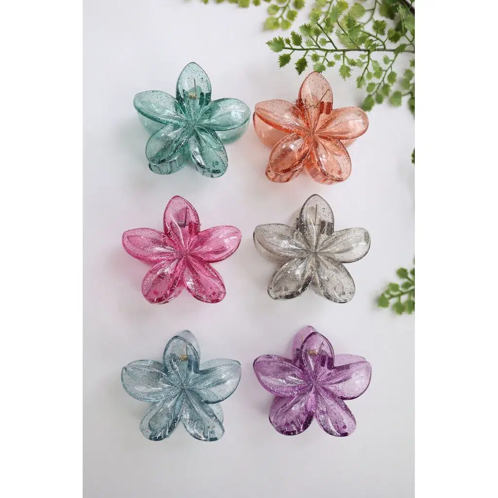 6 Adet Simli Lotus Kadın Toka Seti Büyük Boy 8 Cm