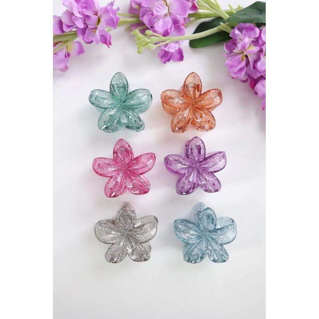 6 adet Simli Lotus Saç Tokası 6 Farklı Renk- 6 cm Orta Boy - Hafif ve Dayanıklı