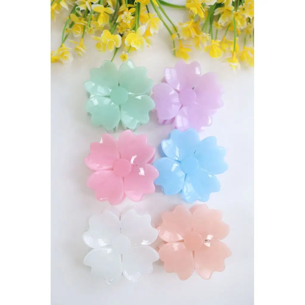 6 adet Yonca Saç Tokası Buzlu 6 Farklı Renk- 8 cm Büyük Boy - Hafif ve Dayanıklı