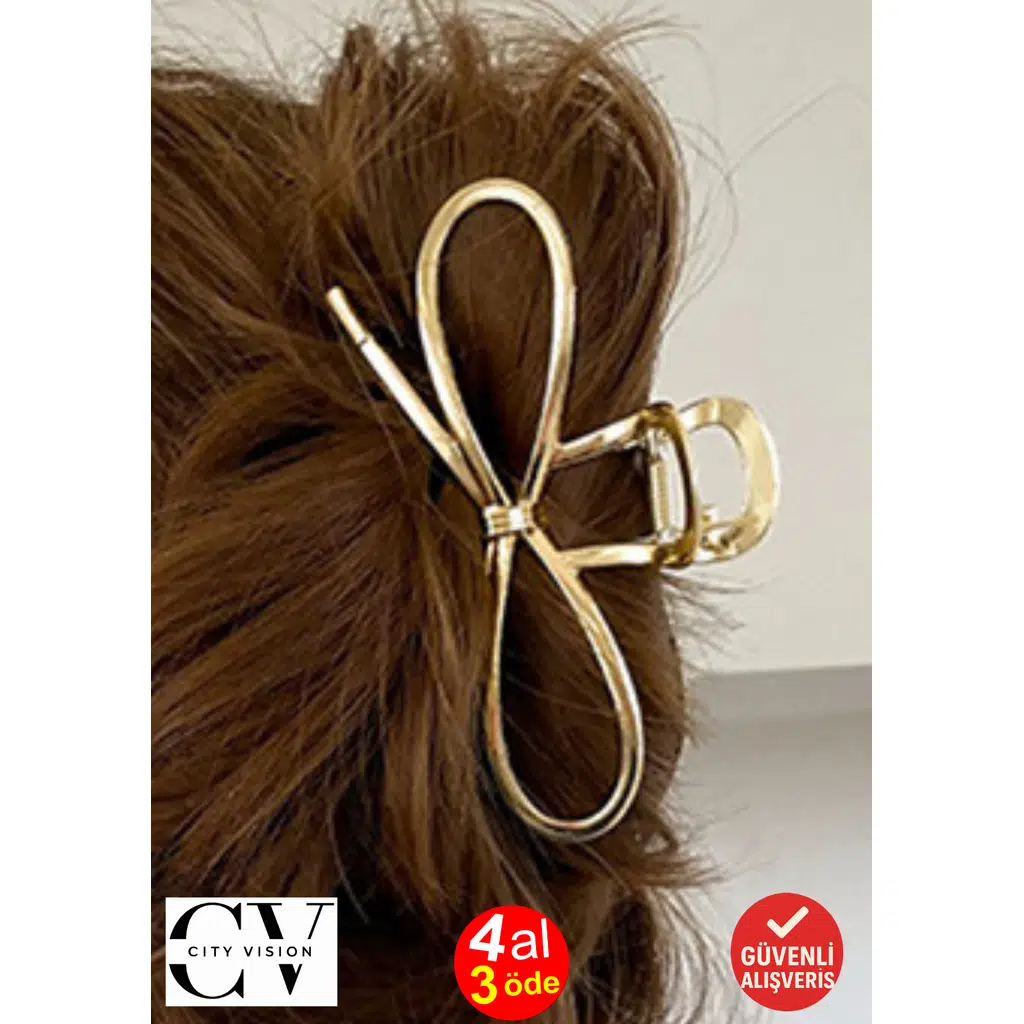 7 cm Fiyonk Model Altın Saç Tokası – Minimal ve Zarif Metal Mandal Toka