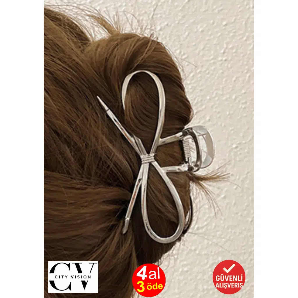 7 cm Fiyonk Model Gümüş Saç Tokası – Minimal ve Zarif Metal Mandal Toka