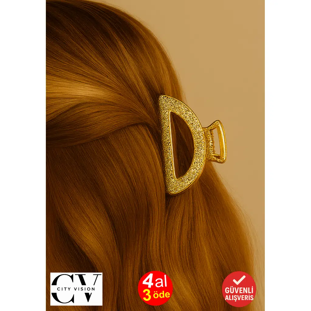 7 cm Gold Metal Saç Tokası – Zarif ve Klasik Desenli Mandal Toka