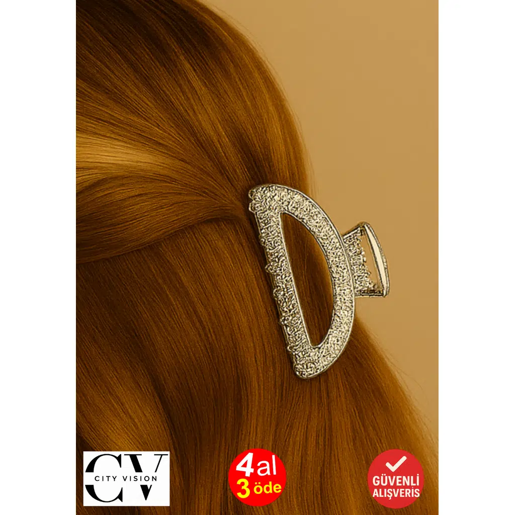 7 cm Gümüş Metal Saç Tokası – Zarif ve Klasik Desenli Mandal Toka