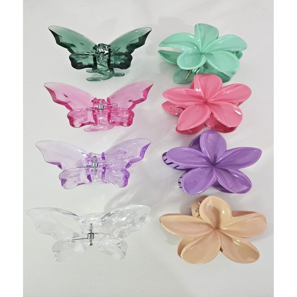 8 adet Saç Tokası - Kelebek ve Lotus - 8 cm Orta Boy - Premium Ürün