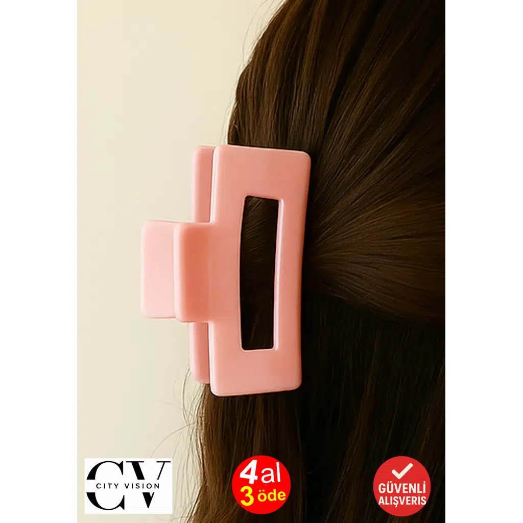 Açık Pembe Renk Televizyon Model Mandal Saç Tokası 11 cm - Şık ve Dayanıklı