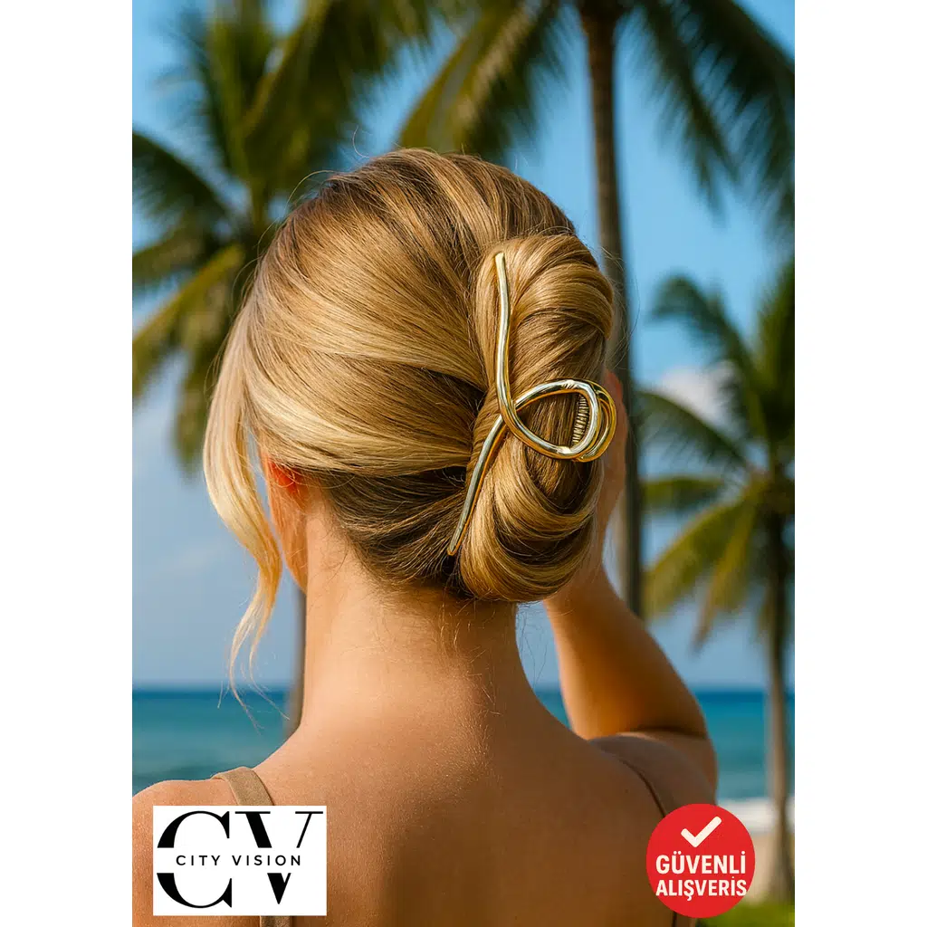 Altın Renk 11 cm Büyük Boy Metal Mandal Saç Tokası – Güçlü ve Şık
