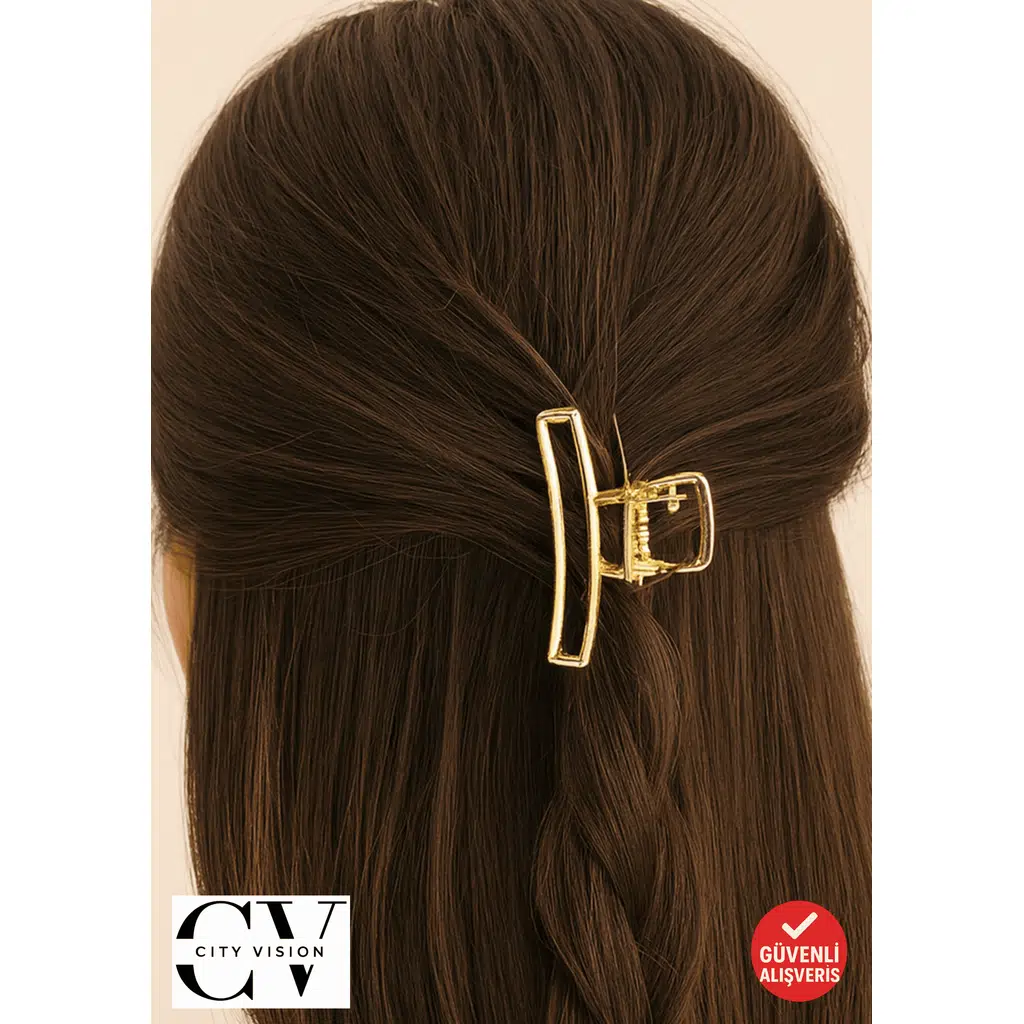 Altın Renk Dikdörtgen Metal Mandal Saç Tokası 4,5 cm Küçük Boy– Şık ve Dayanıklı Toka