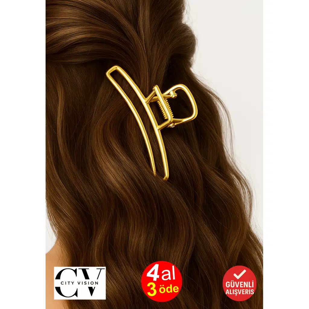 Altın Renk Hilal Model Metal Mandal Saç Tokası 11 cm – Şık ve Dayanıklı Tasarım