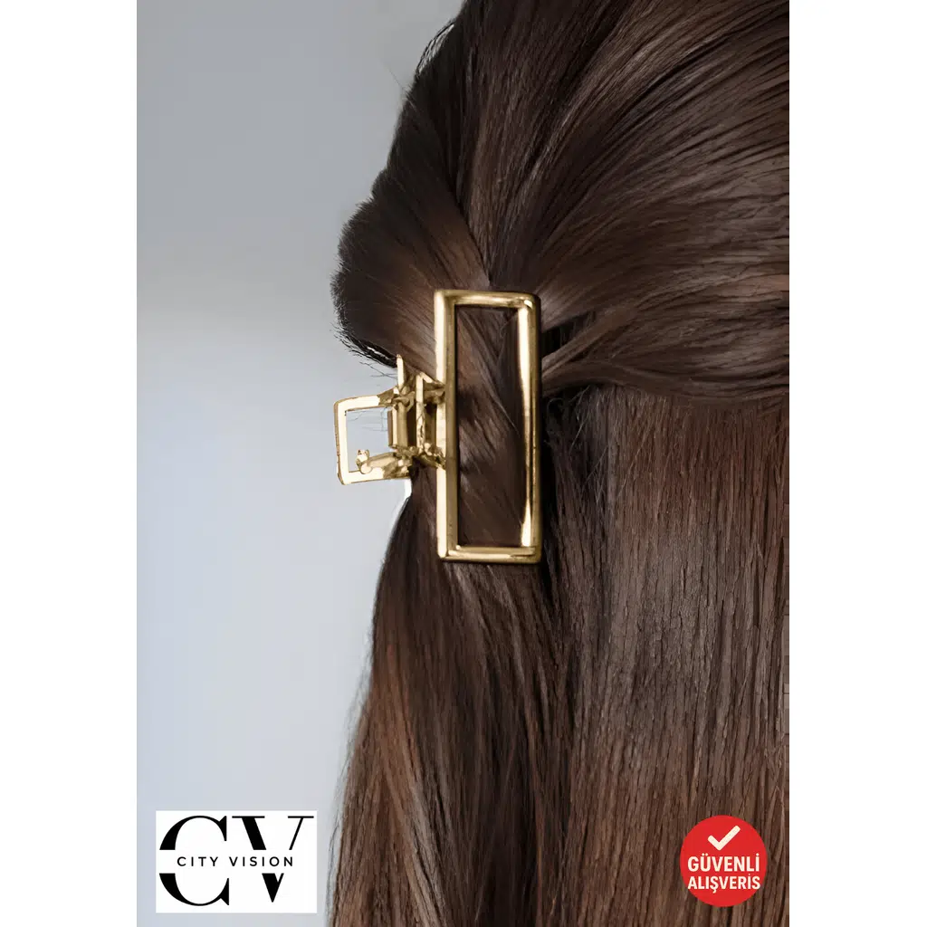 Altın Renk Metal Dikdörtgen Mandal Saç Tokası Küçük Boy 4 cm – Şık ve Dayanıklı