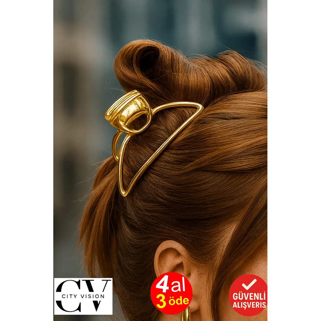 Altın Renk Oval Metal Mandal Saç Tokası 10 cm – Şık ve Dayanıklı 