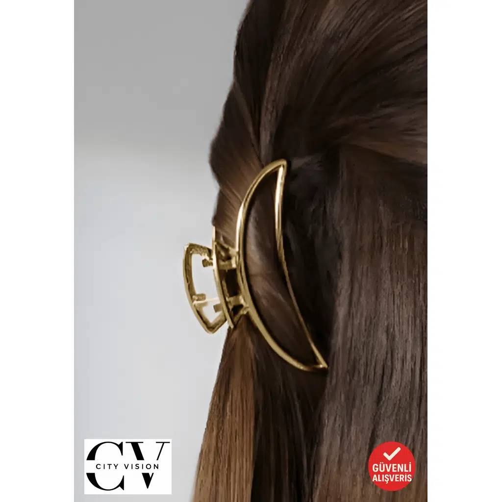 Altın Renk Yarım Ay Metal Saç Tokası 5 cm 